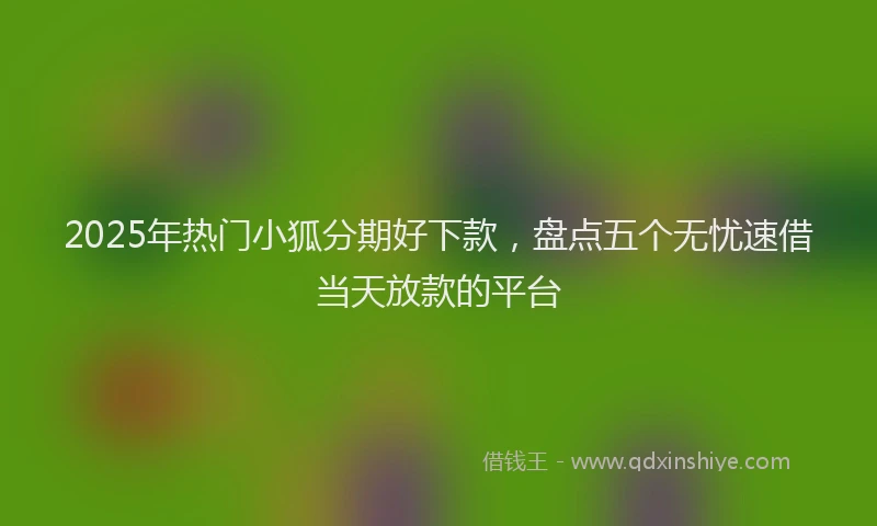 2025年热门小狐分期好下款，盘点五个无忧速借当天放款的平台