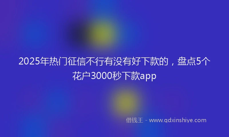 2025年热门征信不行有没有好下款的，盘点5个花户3000秒下款app