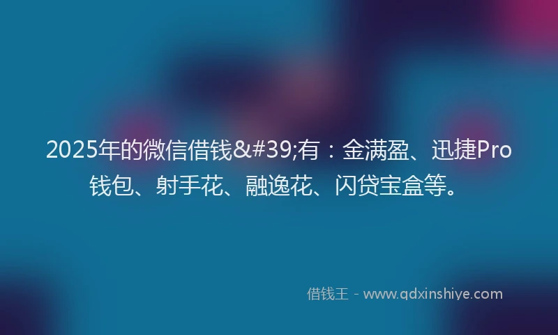 2025年的微信借钱'有：金满盈、迅捷Pro钱包、射手花、融逸花、闪贷宝盒等。