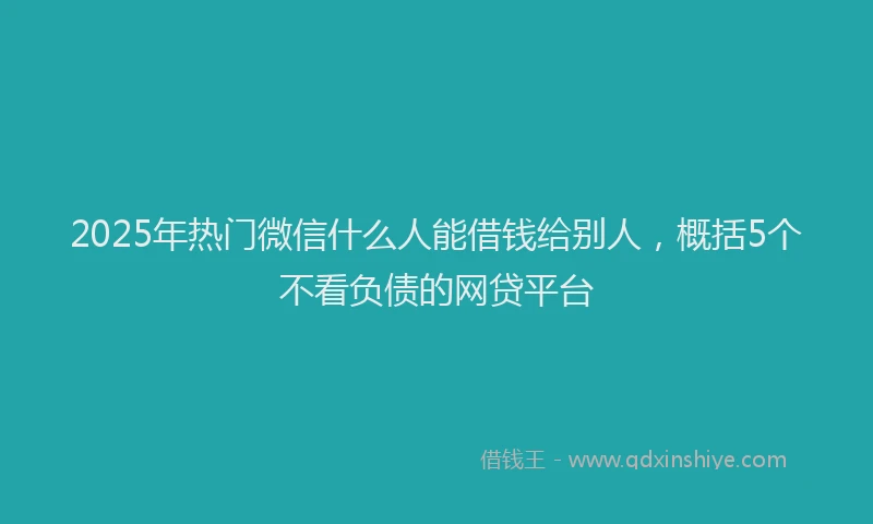 2025年热门微信什么人能借钱给别人，概括5个不看负债的网贷平台