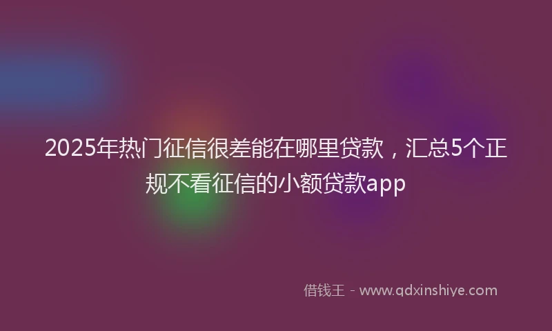 2025年热门征信很差能在哪里贷款，汇总5个正规不看征信的小额贷款app