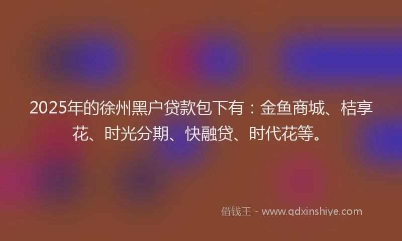 2025年的徐州黑户贷款包下有：金鱼商城、桔享花、时光分期、快融贷、时代花等。