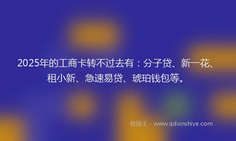 2025年的工商卡转不过去有：分子贷、新一花、租小新、急速易贷、琥珀钱包等。