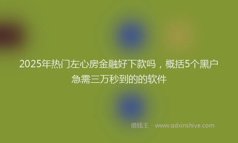 2025年热门左心房金融好下款吗，概括5个黑户急需三万秒到的的软件