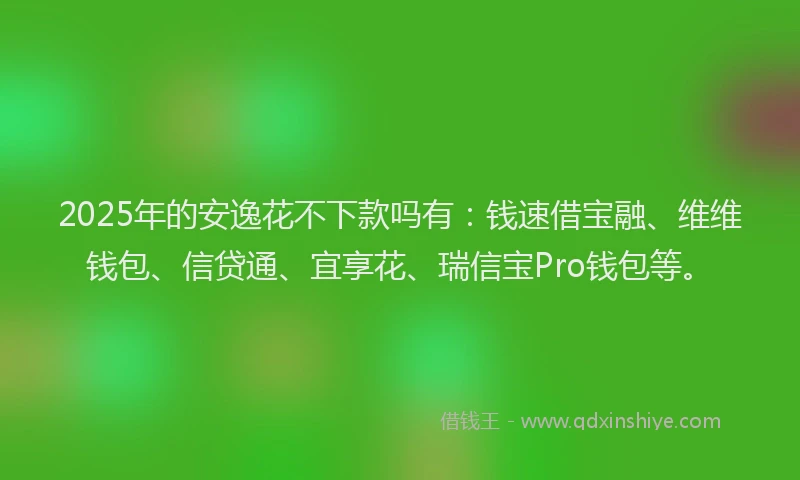 2025年的安逸花不下款吗有：钱速借宝融、维维钱包、信贷通、宜享花、瑞信宝Pro钱包等。