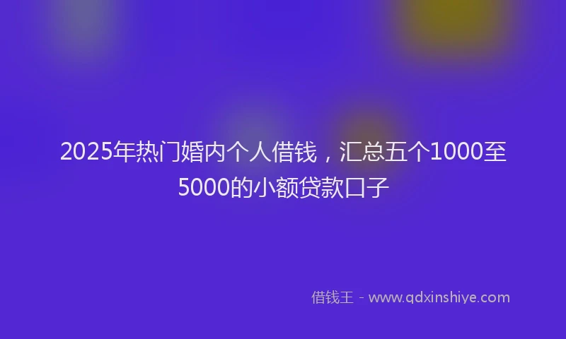 2025年热门婚内个人借钱，汇总五个1000至5000的小额贷款口子