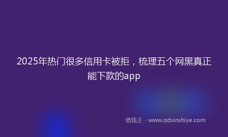 2025年热门很多信用卡被拒，梳理五个网黑真正能下款的app