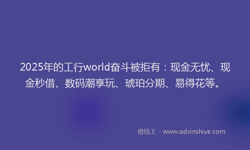 2025年的工行world奋斗被拒有：现金无忧、现金秒借、数码潮享玩、琥珀分期、易得花等。