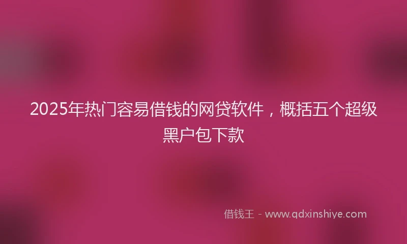2025年热门容易借钱的网贷软件，概括五个超级黑户包下款