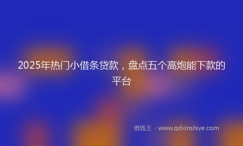2025年热门小借条贷款，盘点五个高炮能下款的平台