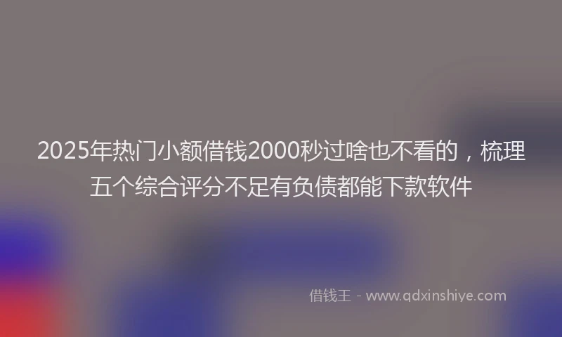 2025年热门小额借钱2000秒过啥也不看的，梳理五个综合评分不足有负债都能下款软件