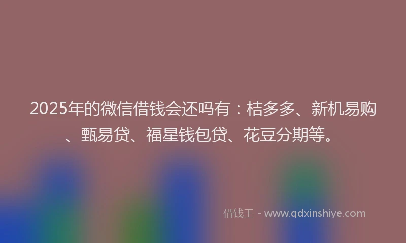2025年的微信借钱会还吗有：桔多多、新机易购、甄易贷、福星钱包贷、花豆分期等。