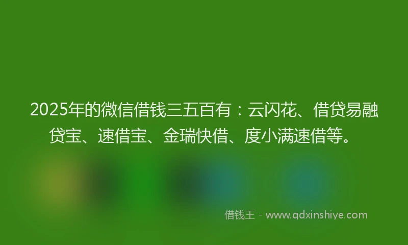 2025年的微信借钱三五百有：云闪花、借贷易融贷宝、速借宝、金瑞快借、度小满速借等。