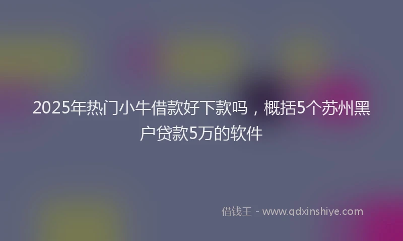 2025年热门小牛借款好下款吗，概括5个苏州黑户贷款5万的软件