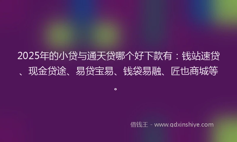 2025年的小贷与通天贷哪个好下款有：钱站速贷、现金贷途、易贷宝易、钱袋易融、匠也商城等。