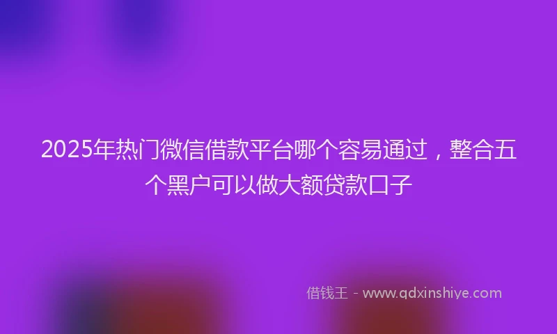 2025年热门微信借款平台哪个容易通过，整合五个黑户可以做大额贷款口子
