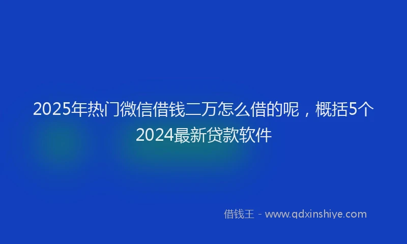 2025年热门微信借钱二万怎么借的呢，概括5个2024最新贷款软件