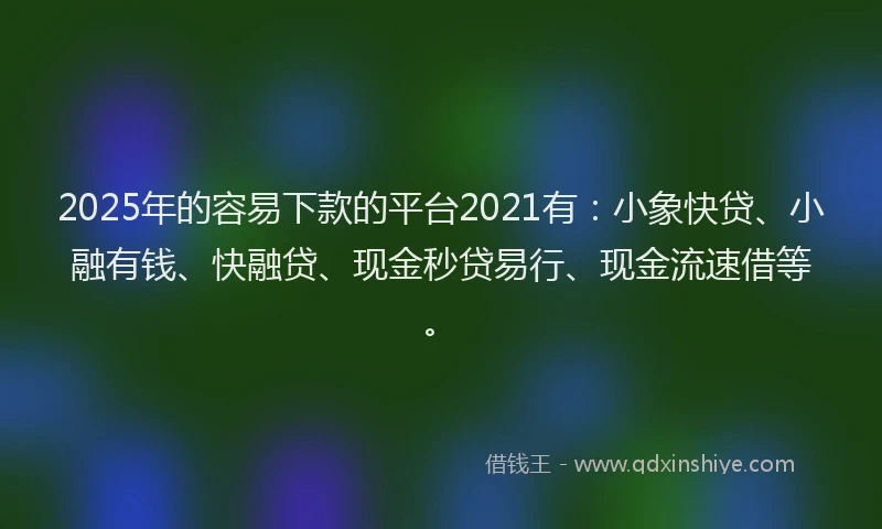 2025年的容易下款的平台2021有：小象快贷、小融有钱、快融贷、现金秒贷易行、现金流速借等。