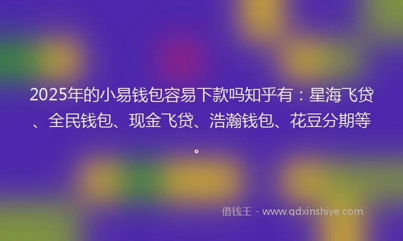2025年的小易钱包容易下款吗知乎有：星海飞贷、全民钱包、现金飞贷、浩瀚钱包、花豆分期等。