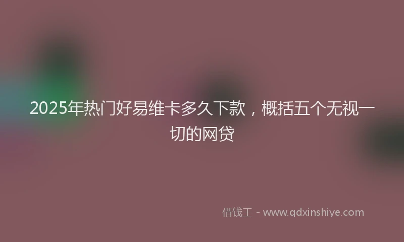 2025年热门好易维卡多久下款，概括五个无视一切的网贷