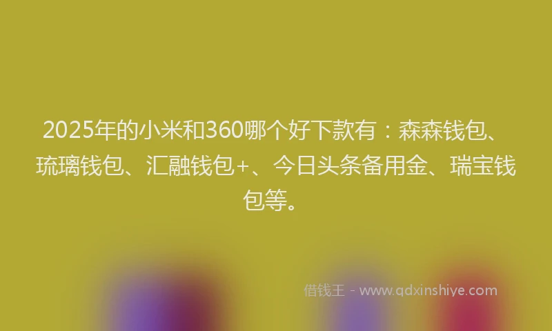 2025年的小米和360哪个好下款有：森森钱包、琉璃钱包、汇融钱包+、今日头条备用金、瑞宝钱包等。