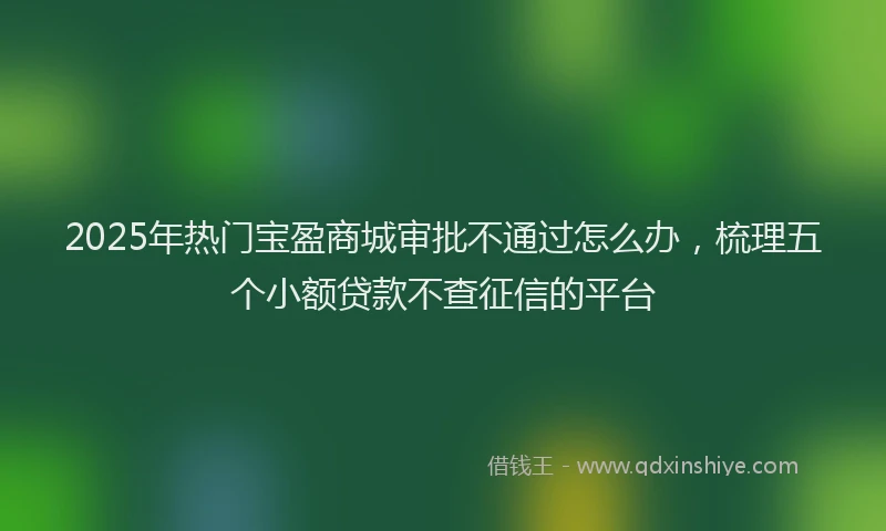 2025年热门宝盈商城审批不通过怎么办，梳理五个小额贷款不查征信的平台