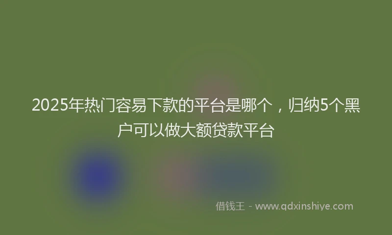 2025年热门容易下款的平台是哪个，归纳5个黑户可以做大额贷款平台