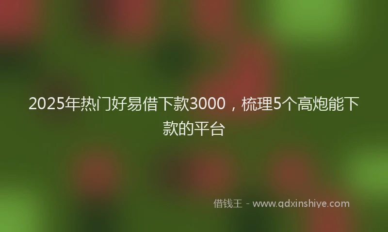 2025年热门好易借下款3000，梳理5个高炮能下款的平台