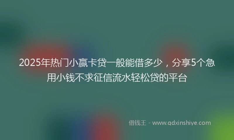 2025年热门小赢卡贷一般能借多少，分享5个急用小钱不求征信流水轻松贷的平台