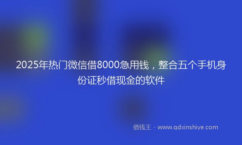 2025年热门微信借8000急用钱，整合五个手机身份证秒借现金的软件
