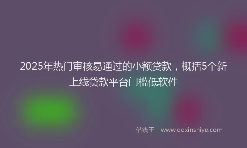 2025年热门审核易通过的小额贷款，概括5个新上线贷款平台门槛低软件