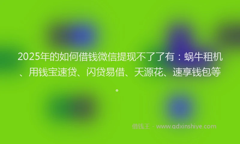 2025年的如何借钱微信提现不了了有：蜗牛租机、用钱宝速贷、闪贷易借、天源花、速享钱包等。
