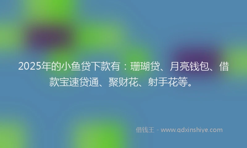 2025年的小鱼贷下款有：珊瑚贷、月亮钱包、借款宝速贷通、聚财花、射手花等。