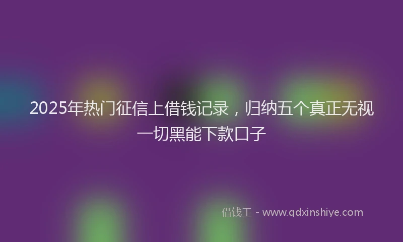 2025年热门征信上借钱记录，归纳五个真正无视一切黑能下款口子