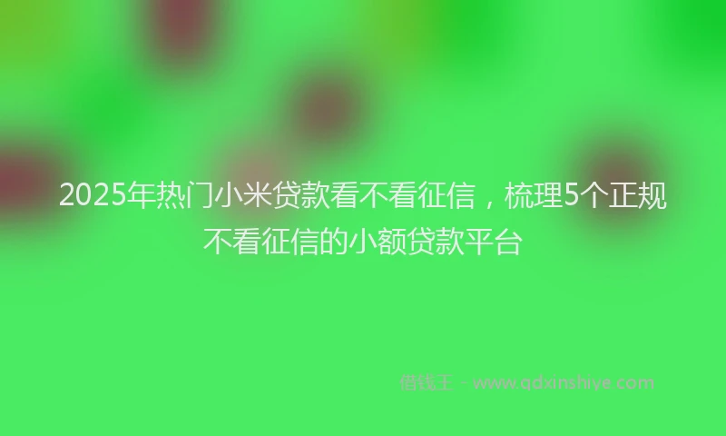 2025年热门小米贷款看不看征信，梳理5个正规不看征信的小额贷款平台