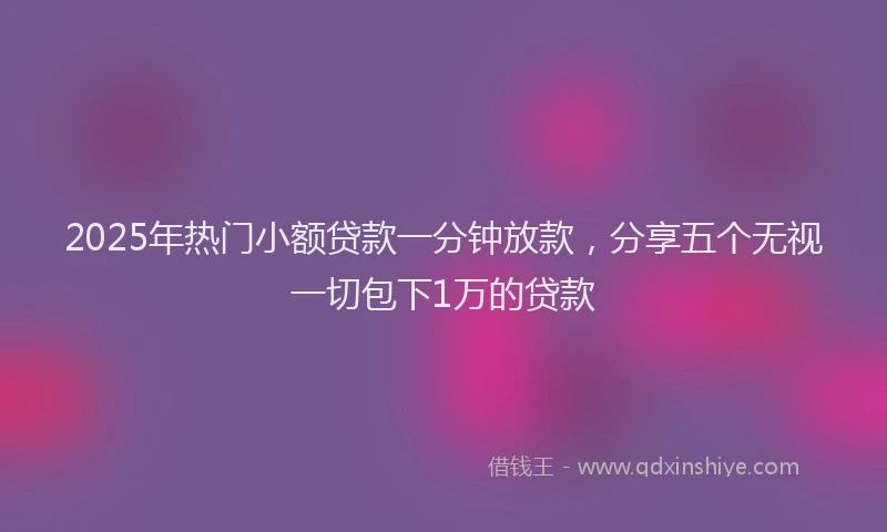 2025年热门小额贷款一分钟放款，分享五个无视一切包下1万的贷款