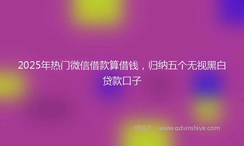 2025年热门微信借款算借钱，归纳五个无视黑白贷款口子