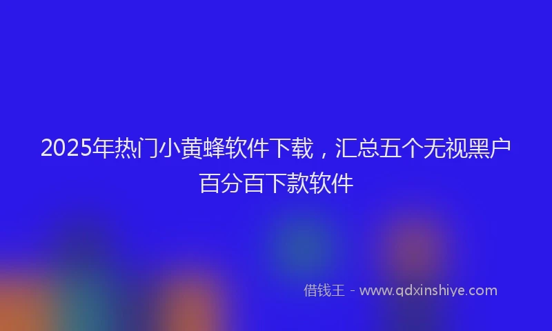 2025年热门小黄蜂软件下载，汇总五个无视黑户百分百下款软件
