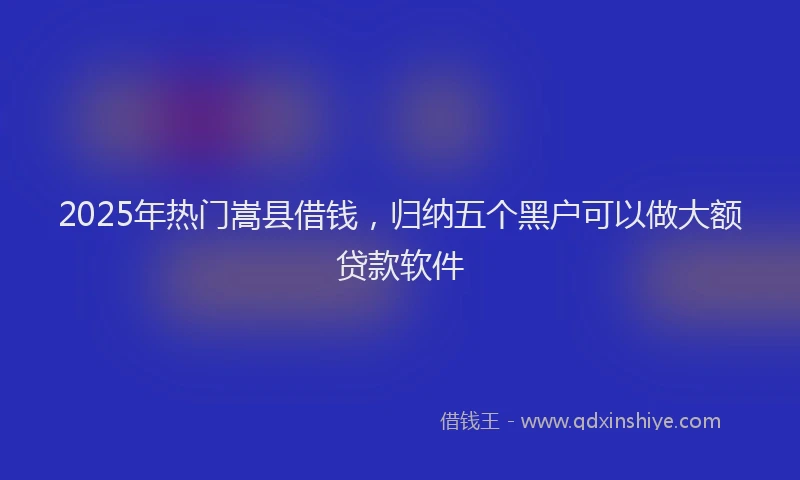 2025年热门嵩县借钱，归纳五个黑户可以做大额贷款软件