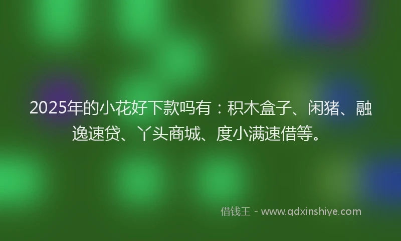 2025年的小花好下款吗有：积木盒子、闲猪、融逸速贷、丫头商城、度小满速借等。