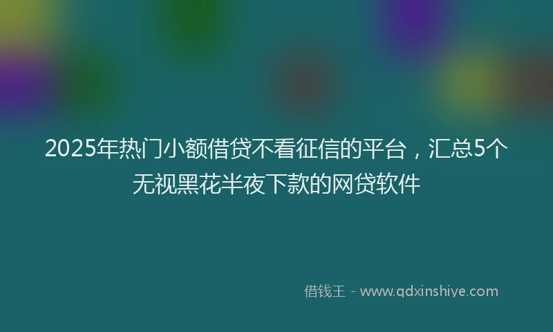 2025年热门小额借贷不看征信的平台，汇总5个无视黑花半夜下款的网贷软件