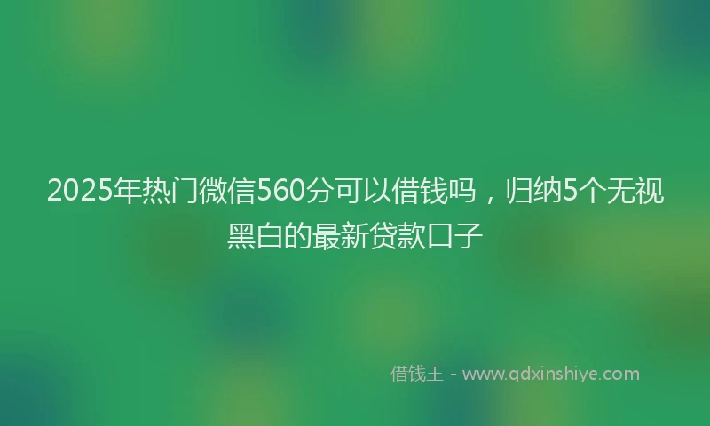2025年热门微信560分可以借钱吗，归纳5个无视黑白的最新贷款口子