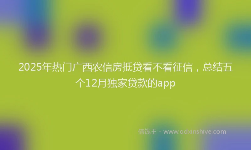 2025年热门广西农信房抵贷看不看征信，总结五个12月独家贷款的app