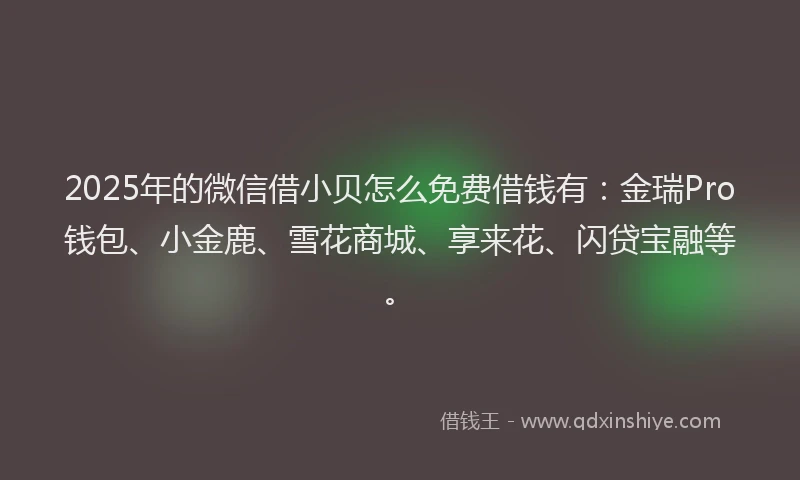 2025年的微信借小贝怎么免费借钱有：金瑞Pro钱包、小金鹿、雪花商城、享来花、闪贷宝融等。