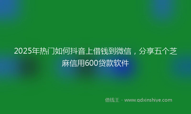 2025年热门如何抖音上借钱到微信，分享五个芝麻信用600贷款软件