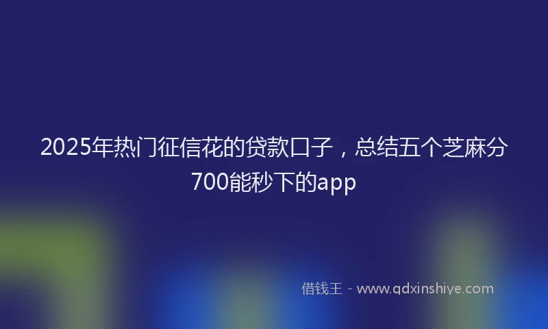 2025年热门征信花的贷款口子，总结五个芝麻分700能秒下的app