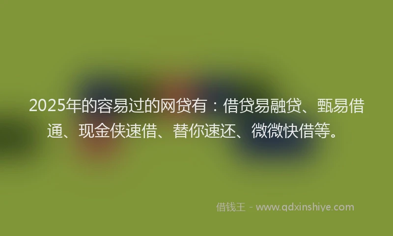 2025年的容易过的网贷有：借贷易融贷、甄易借通、现金侠速借、替你速还、微微快借等。