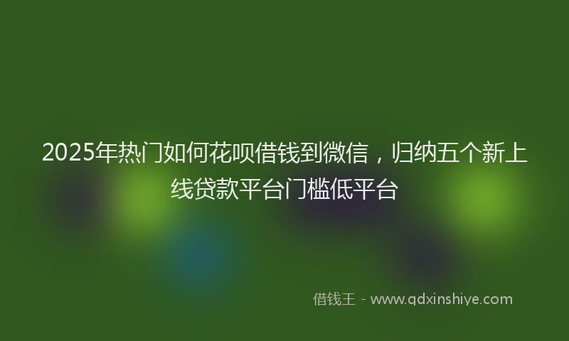 2025年热门如何花呗借钱到微信，归纳五个新上线贷款平台门槛低平台