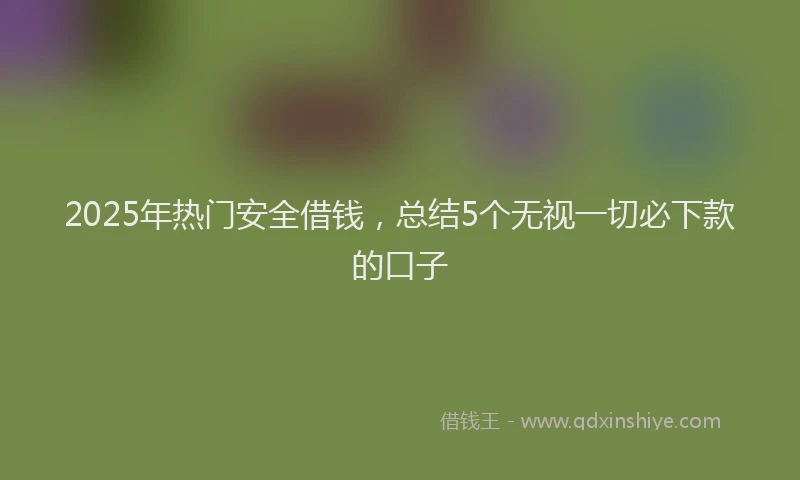 2025年热门安全借钱，总结5个无视一切必下款的口子