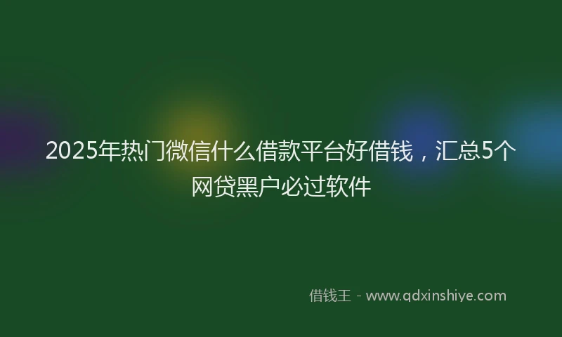 2025年热门微信什么借款平台好借钱，汇总5个网贷黑户必过软件